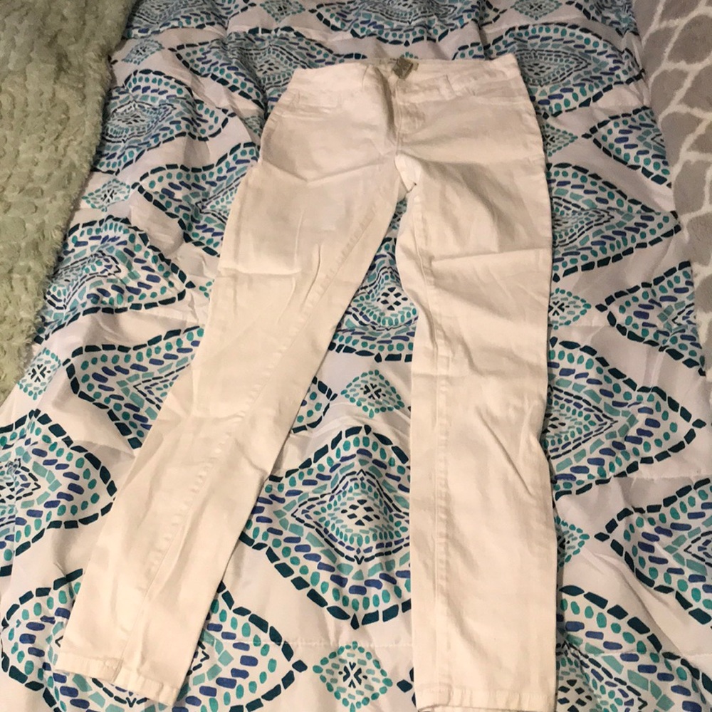 White Mid Rise Skinny Jeans